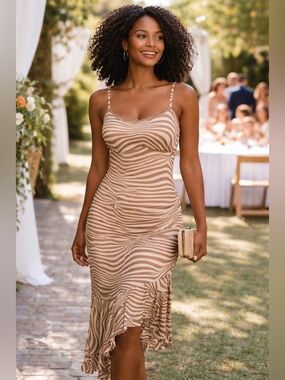 NWT Wild Fable SZ S brown/beige zebra print dress w/adjustable spaghetti straps.